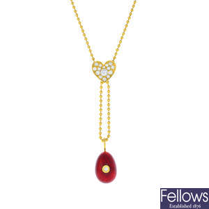 FABERGE - an 18ct gold enamel and diamond necklace.