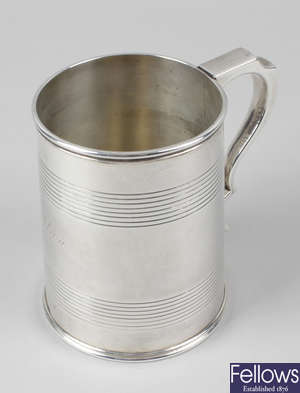 A Victorian silver mug. 