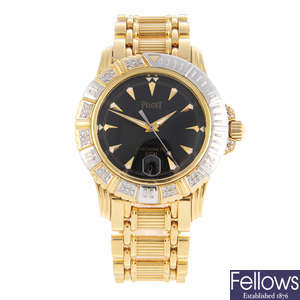 PIAGET - a gentleman's 18ct yellow gold Polo Key Dive bracelet watch.