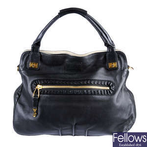 CHLOÉ - a black leather handbag.