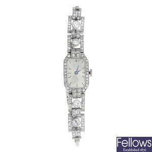 A lady's mid 20th century platinum diamond cocktail watch.