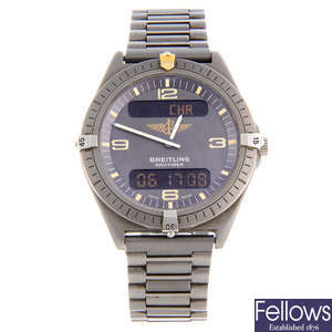 BREITLING - a gentleman's titanium Aerospace Navitimer bracelet watch.