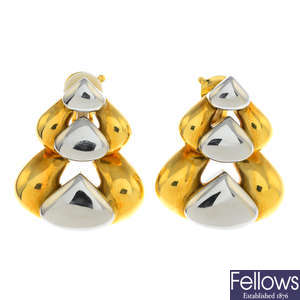 MARINA B - a pair of 18ct gold and stainless steel earrings.