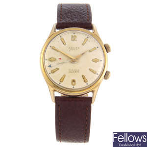 ADMES - a gentleman's gold plated alarm wrist watch. 