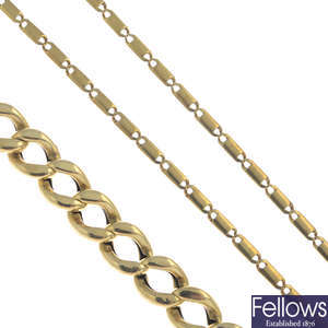 A curb bracelet and a fancy-link necklace.