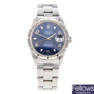 ROLEX - a gentleman's stainless steel Oyster Perpetual Date bracelet watch.