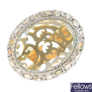 POMELLATO - an 18ct gold prasiolite and coloured diamond 'Tango' dress ring.