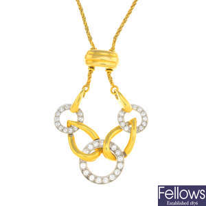 KUTCHINSKY - a 1970s 18ct gold diamond necklace.