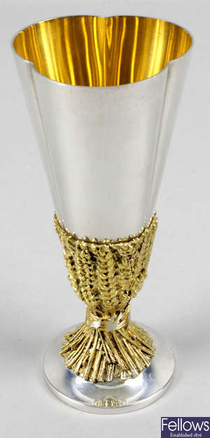 A silver and silver-gilt commemorative goblet for Chichester Cathedral, no. 221/600.