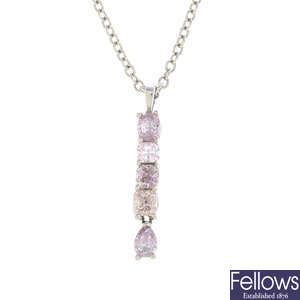 A 'pink' diamond pendant, with chain.