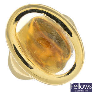 CARTIER - an 18ct gold citrine ring.