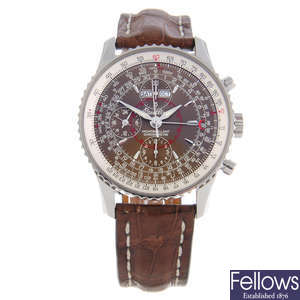 BREITLING - a gentleman's stainless steel Montbrillant Datora chronograph wrist watch.