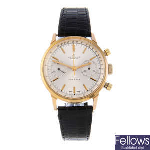 BREITLING - a gentleman's gold plated Top Time chronograph wrist watch.