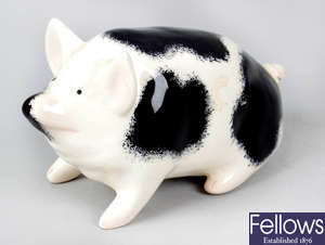 A Wemyss Griselda Hill pottery figure, modelled as a pig.