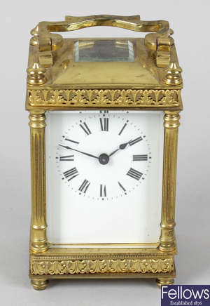 An early 20th century gilt metal cased carriage clock.