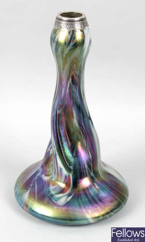 An early 20th century Art Nouveau iridescent glass vase.