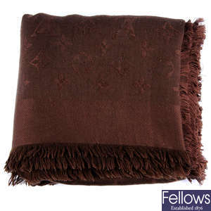 LOUIS VUITTON - a brown wool/silk shawl.