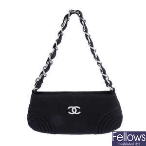 CHANEL - a black Jersey Chain Pochette handbag.