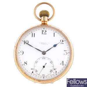 A 9ct yellow gold open face pocket watch.