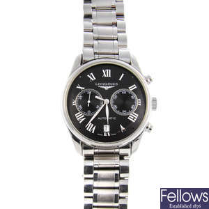 LONGINES - a gentleman's stainless steel Master Collection chronograph bracelet watch.