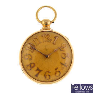 An 18ct yellow gold open face pocket watch by Thomas Wright.