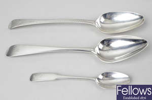 A Scottish provincial silver teaspoon & two silver table spoons. (3).  