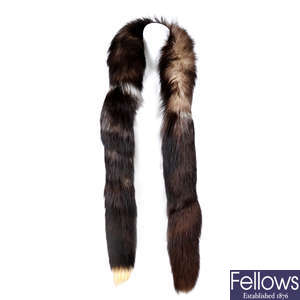 A silver fox tail scarf. 
