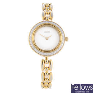 GUCCI - a lady's gold plated 11/12.2 bracelet watch with a Gucci wrist watch.