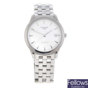 LONGINES - a gentleman's stainless steel Flagship bracelet watch with two Longines watches.
