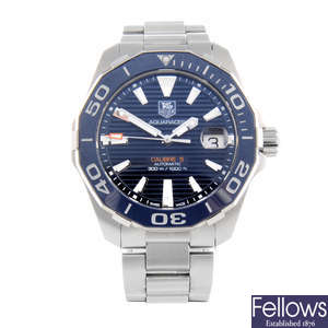 TAG HEUER - a gentleman's stainless steel Aquaracer Calibre 5 bracelet watch.