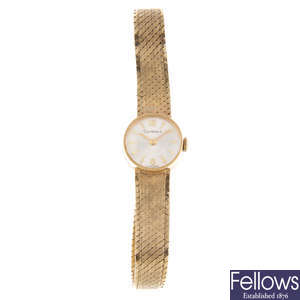 CORTEBERT - a lady's 9ct yellow gold bracelet watch.