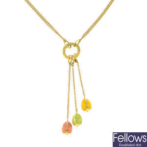 FABERGE - an 18ct gold enamel necklace.