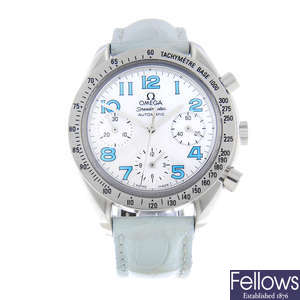 OMEGA - a stainless steel Speedmaster chronograph wrist watch.