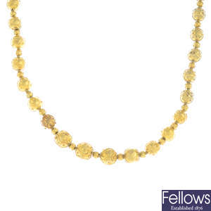 A mid Victorian 15ct gold necklace.