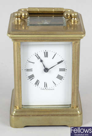 A small French brass cased carriage clock.