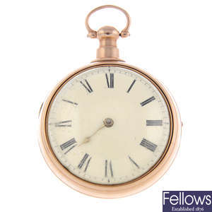 An 18ct yellow gold pair case pocket watch by D. Northgraves.
