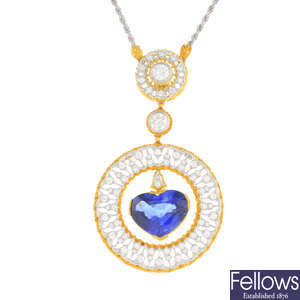 BUCCELLATI - an 18ct gold sapphire and diamond necklace.