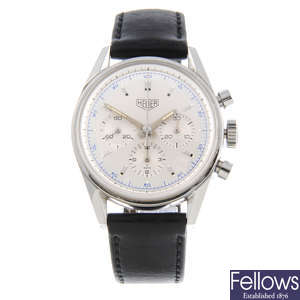 TAG HEUER - a gentleman's stainless steel 1964 Carrera re-issue chronograph wrist watch.