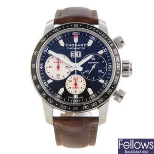 CHOPARD - a limited edition gentleman's stainless steel Mille Miglia "Jacky Ickx Edition V" chronograph wrist watch.