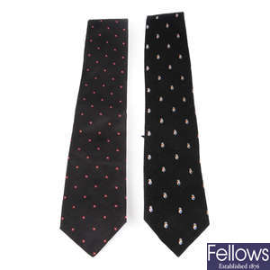 RALPH LAUREN - two ties and two silk pocket squares.