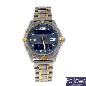 BREITLING - a gentleman's titanium Aerospace bracelet watch.