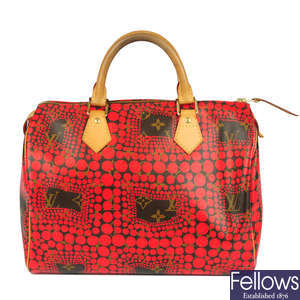 LOUIS VUITTON - a limited edition Yayoi Kusama Red Town Speedy 30 handbag.