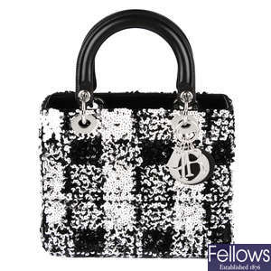 CHRISTIAN DIOR - a Lady Dior sequinned handbag.