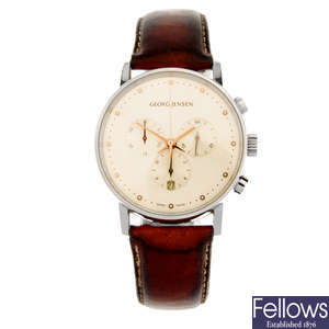 GEORGE JENSEN - a gentleman's stainless steel chronograph wrist watch.