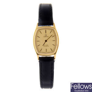 OMEGA - a lady's gold plated De Ville wrist watch.