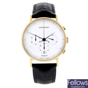 GEORG JENSEN - a gentleman's 18ct yellow gold Koppel chronograph wrist watch.