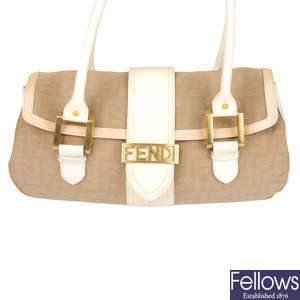 FENDI - a canvas Zucca handbag.