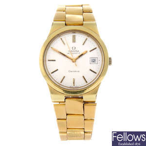 OMEGA - a gentleman's gold plated Genève bracelet watch.
