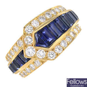 VAN CLEEF & ARPELS - an 18ct gold sapphire and diamond ring.