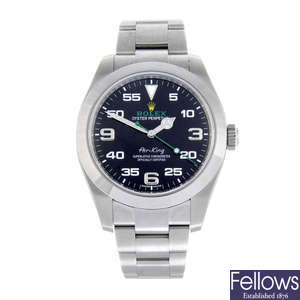 CURRENT MODEL: ROLEX - a gentleman's stainless steel Oyster Perpetual Air-King bracelet watch.